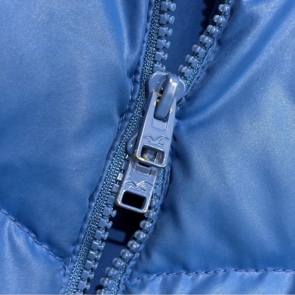 Hollister Vintage Y2K Blue Puffer Vest Size Large Seagull Logo Multi Zip - Picture 11 of 15